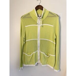 Chico's Zenergy Lime Green Mesh Zip Jacket Golf Coastal‎ Gorpcore Y2K